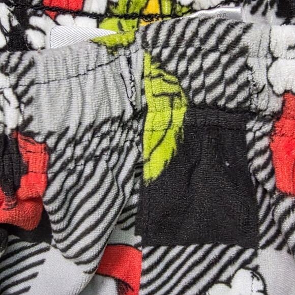 Dr. Seuss Grinch Pajama Pants Unisex Medium Gray Fleece Christmas Lounge - Picture 2 of 5